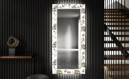 Декоративно Огледало С Подсветка LED За Антре - Golden Flowers