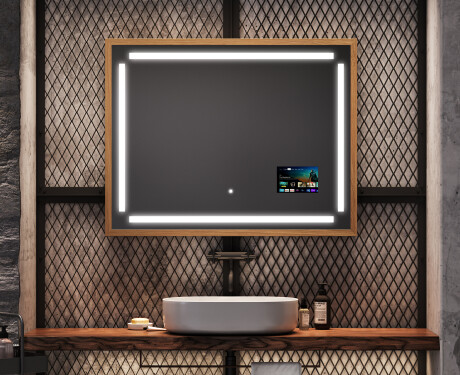 Правоъгълно LED огледало за баня с рамка FrameLine L124